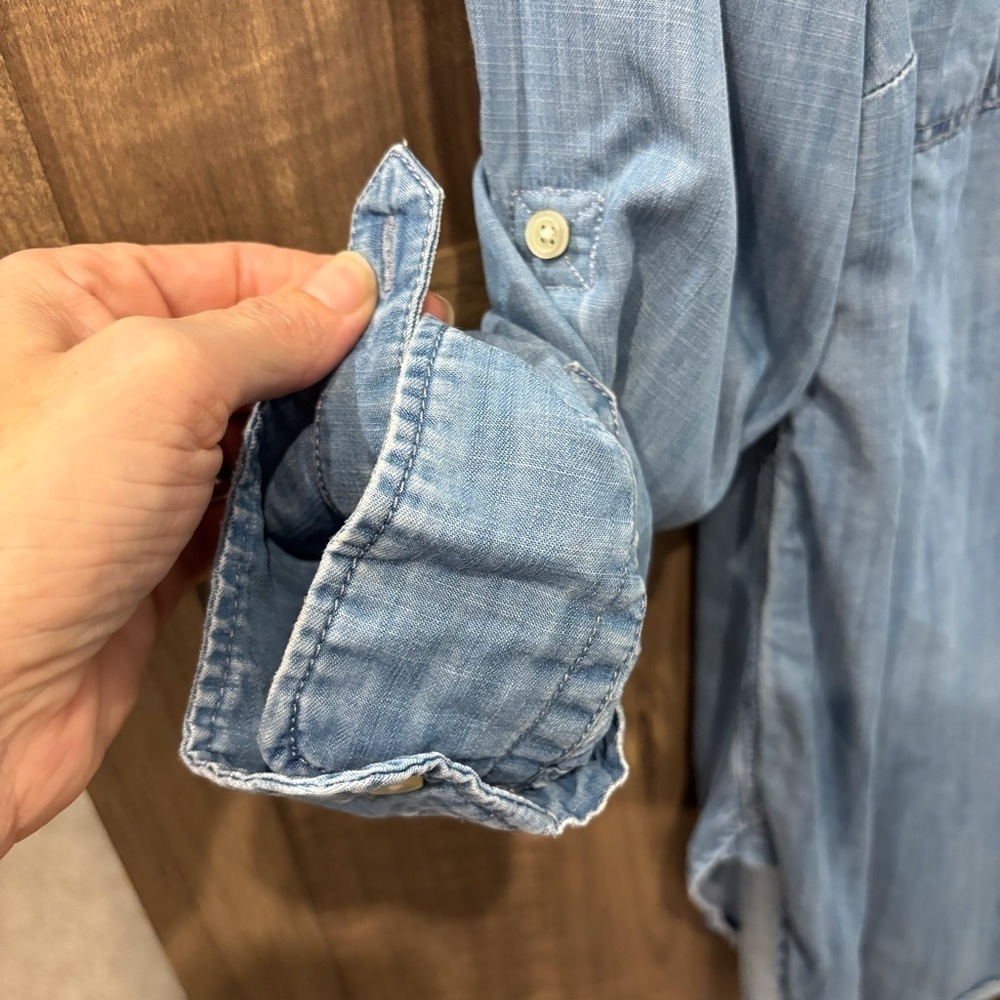 Talbots Size X Chambray Denim Button Down Shirt L… - image 8